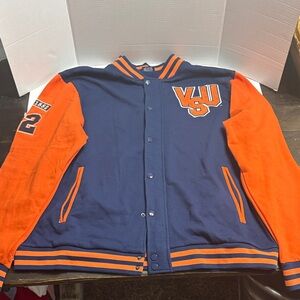 Stylish Navy and Orange Varsity Jacket